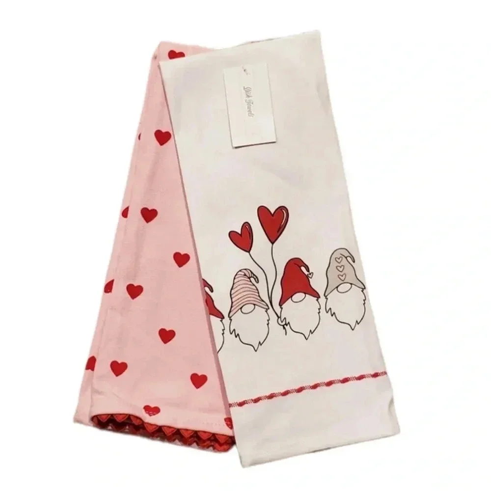 Target Valentines Day Love Hearts Gnome Dish Towel Set